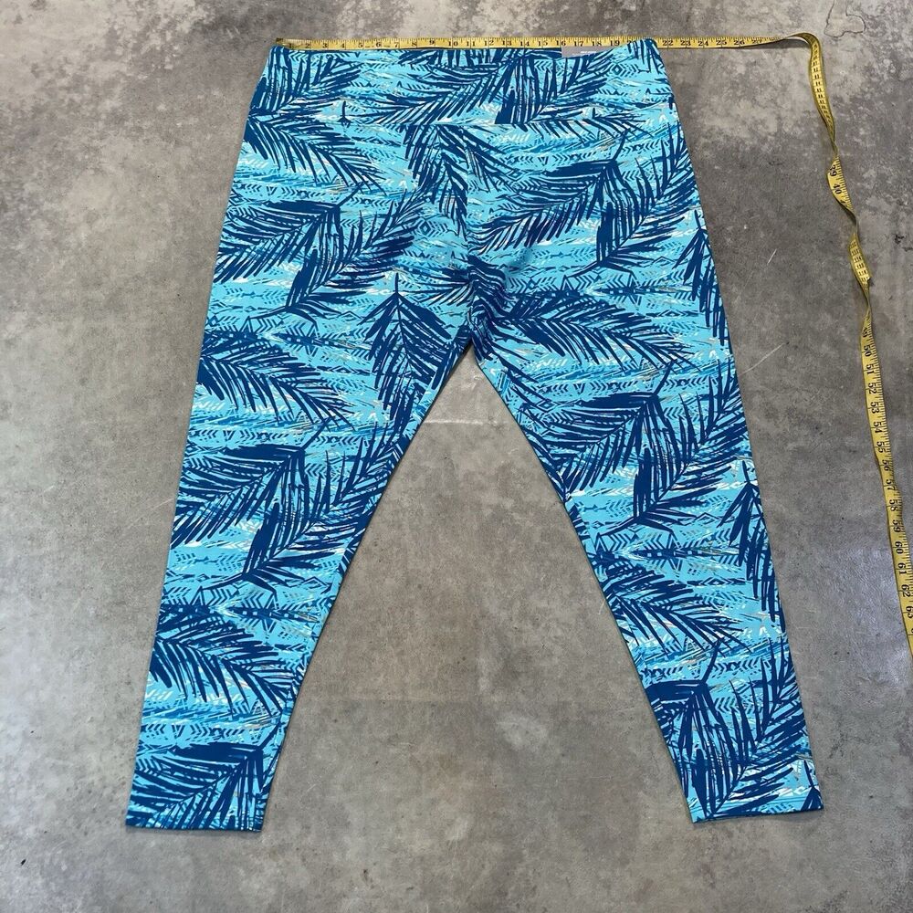 Soft Surroundings Leggings Womens Plus 3X Superslim Ankle Blue Tropical